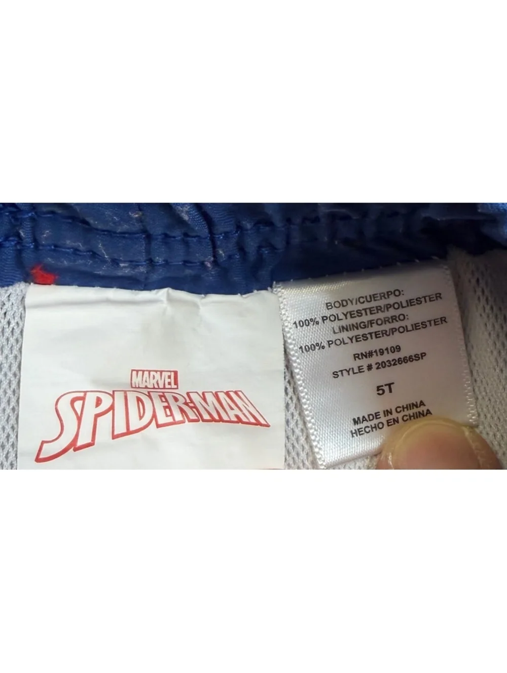 Marvel Spider-Man Boys 5T Swim Trunks Board Shorts Red Blue Drawstring